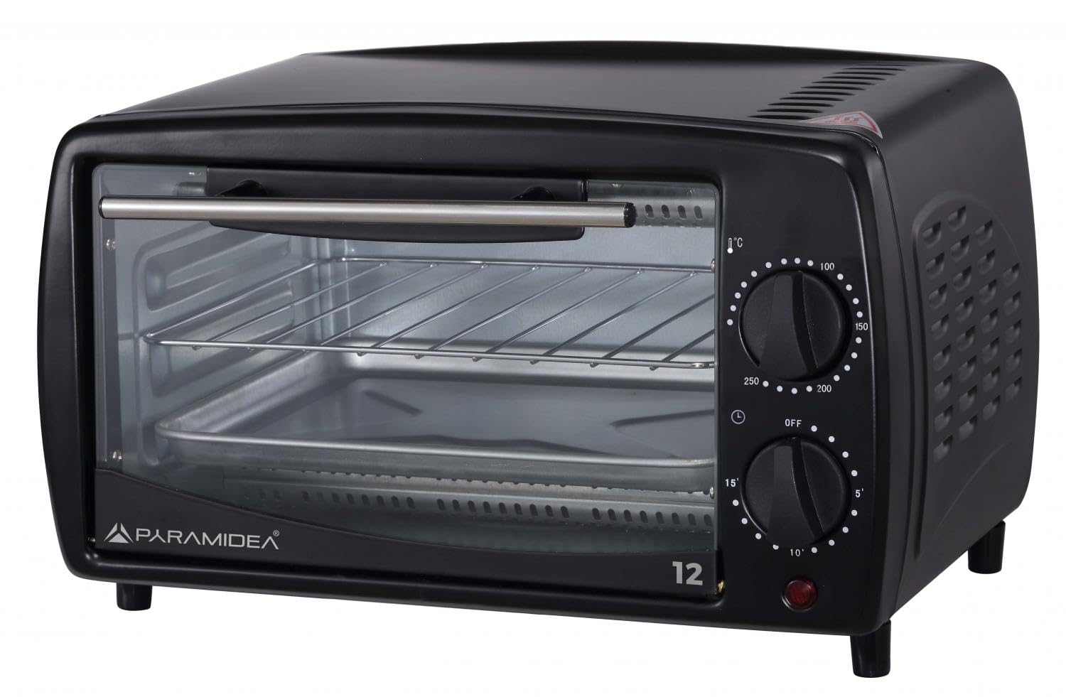 PYRAMIDEA Forno Elettrico Capacità 12 Litri 650 Watt con Timer Colore Nero