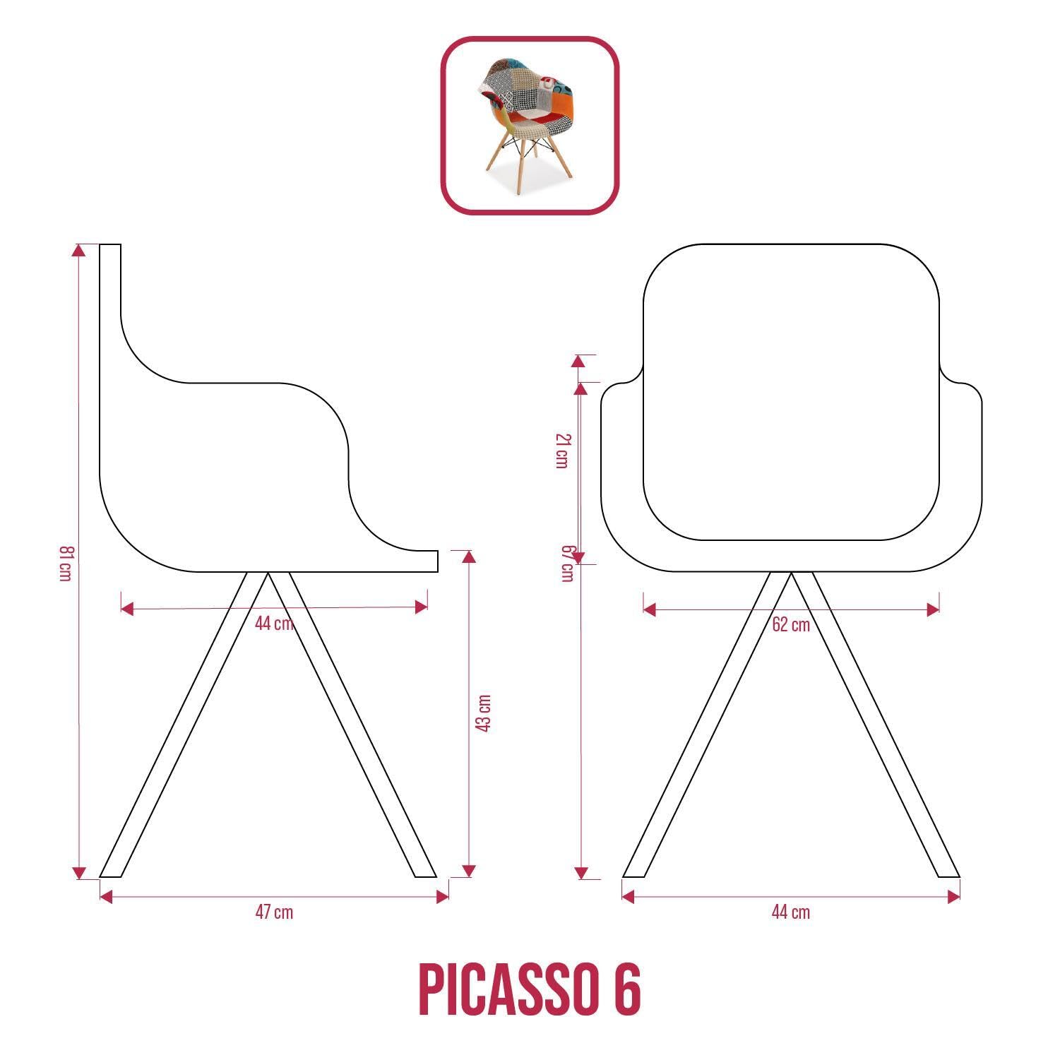 BUYBUY Poltroncina serie Picasso in PP con seduta in spugna ricoperta con stoffa in stile patchwork, piedi in legno di faggio Patchwork PIC006