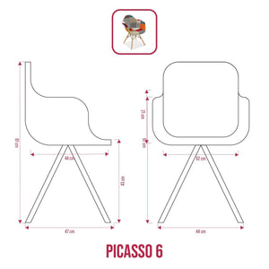 BUYBUY Poltroncina serie Picasso in PP con seduta in spugna ricoperta con stoffa in stile patchwork, piedi in legno di faggio Patchwork PIC006