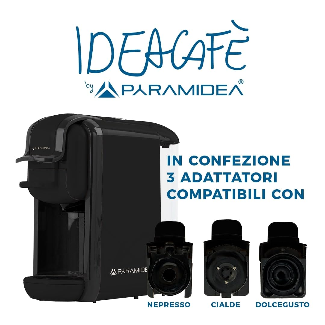 PYRAMIDEA Macchina per Caffè  3 in 1 compatibile Nespresso Dolcegusto e Cialde da 0,6L Nero