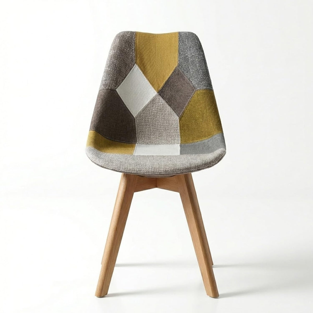 BUYBUY Sedia serie Picasso in PP con seduta in spugna ricoperta con stoffa in stile patchwork, piedi in legno di faggio e metallo Patchwork PIC024
