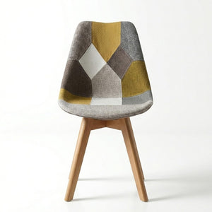 BUYBUY Sedia serie Picasso in PP con seduta in spugna ricoperta con stoffa in stile patchwork, piedi in legno di faggio e metallo Patchwork PIC024