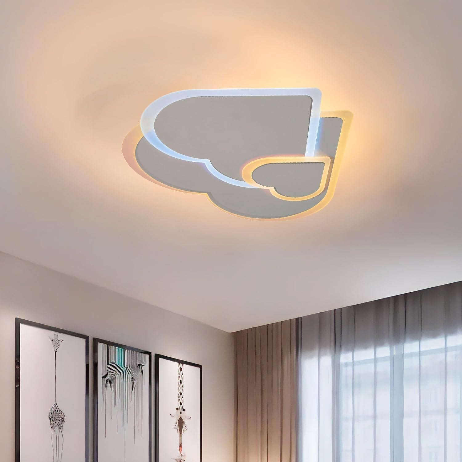 BUYBUY Lampadario LED 74W, Telecomando 2.4G, Luce Regolabile 4600lm BBLED023