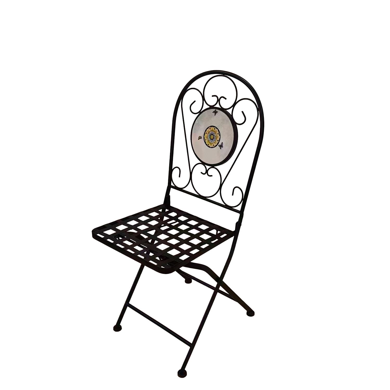 BUYBUY Kit 4 Sedie e Tavolo Rotondo in Ferro Battuto Mosaiko MOKIT022