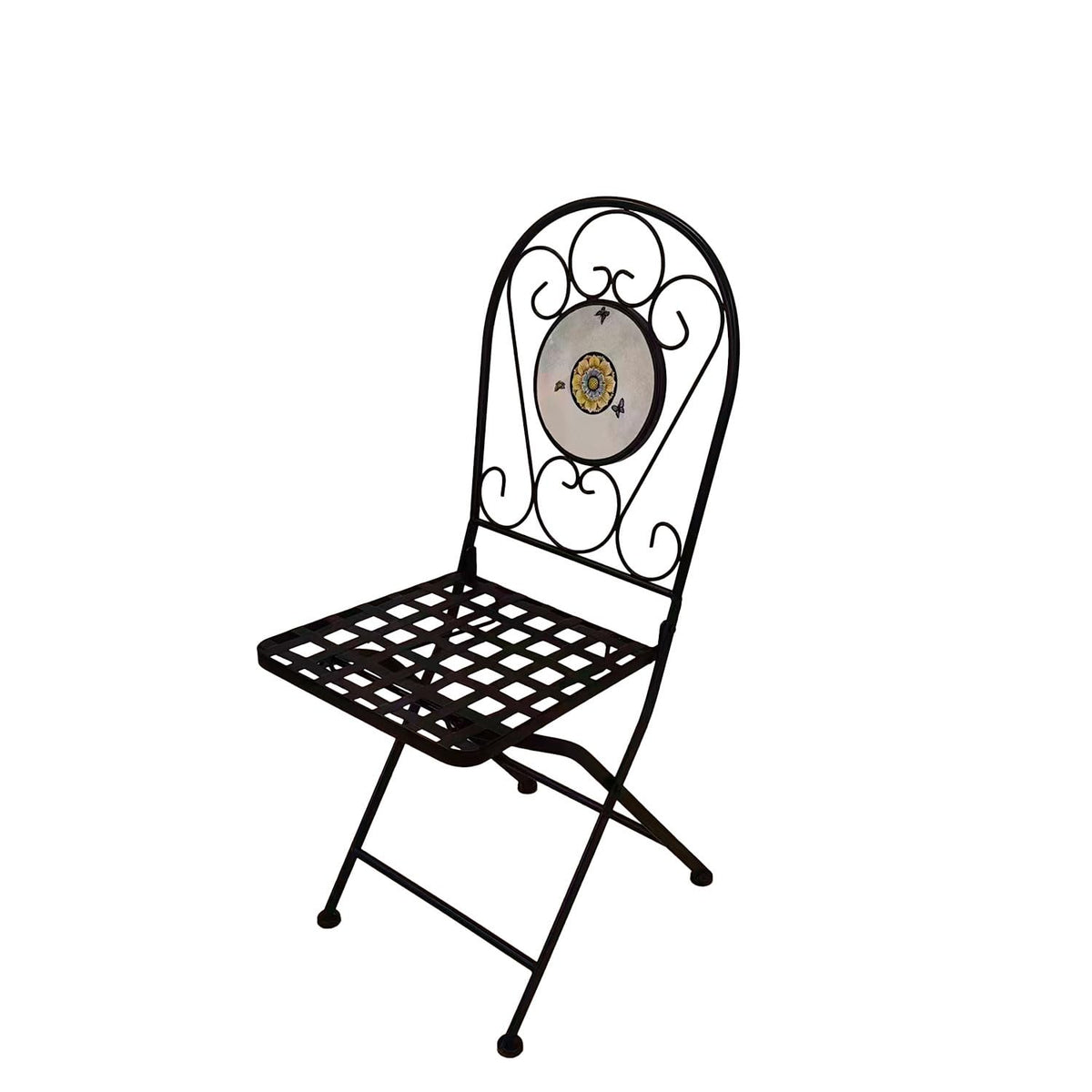 BUYBUY Kit 4 Sedie e Tavolo Rotondo in Ferro Battuto Mosaiko MOKIT022