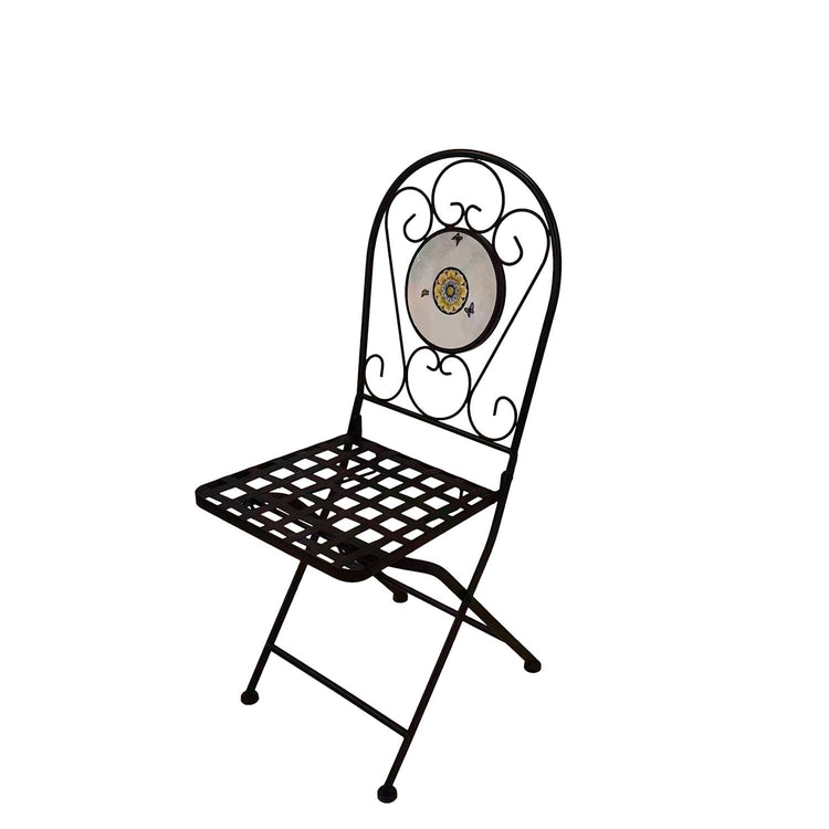 BUYBUY Kit 4 Sedie e Tavolo Rotondo in Ferro Battuto Mosaiko MOKIT022