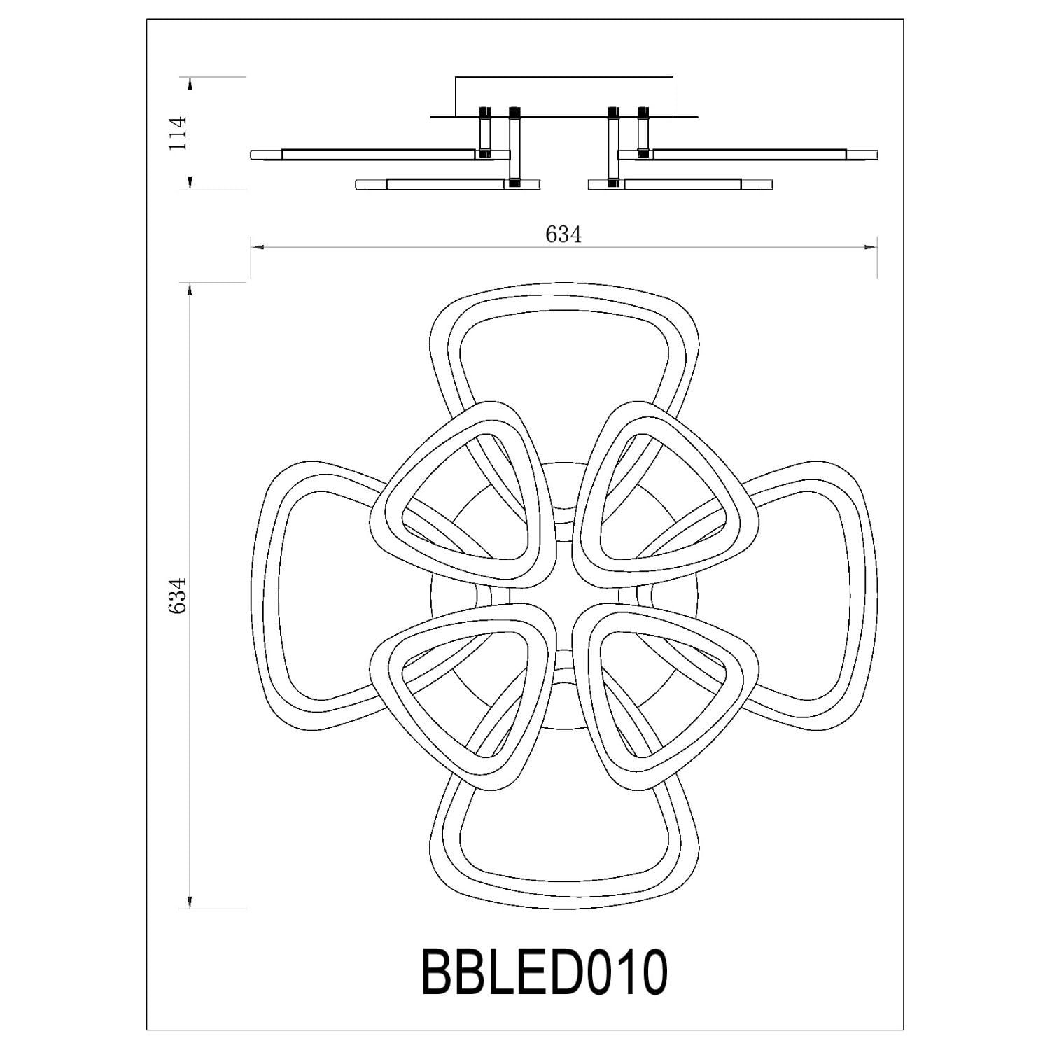 BUYBUY Lampadario LED 120W, Telecomando 2.4G, Luce Regolabile 9300lm BBLED010