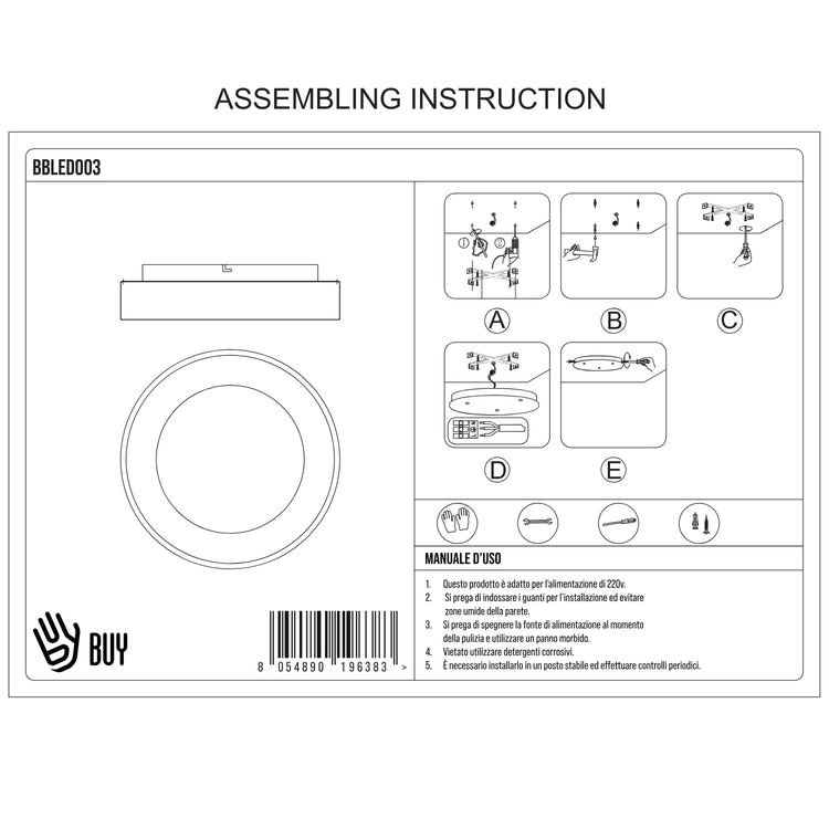 BUYBUY Lampadario LED 26W, Telecomando 2.4G, Luce Regolabile 2000lm BBLED003
