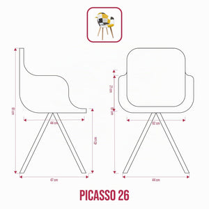 BUYBUY Poltroncina serie Picasso in PP Seduta in spugna ricoperta con stoffa Stile patchwork, piedi in faggio e metallo Colori caldi PIC026