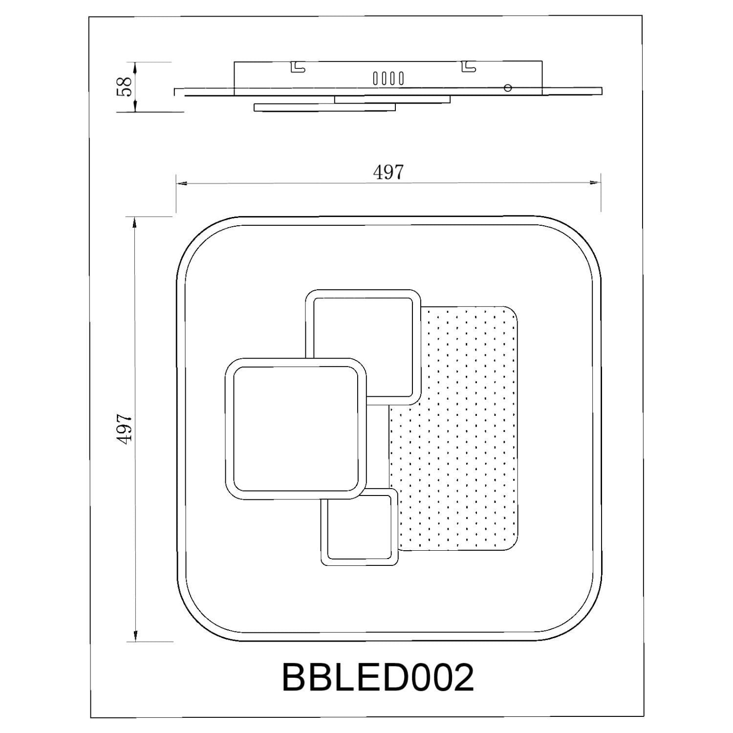 BUYBUY Lampadario LED 60W, Telecomando 2.4G, Luce Regolabile 2200lm BBLED002