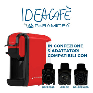 PYRAMIDEA Macchina per Caffè  3 in 1 Compatibile Nespresso Dolcegusto e Cialde Bevande Fredde da 0,6L Rosso