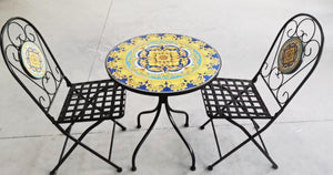 BUYBUY Kit 2 Sedie e Tavolo Rotondo in Ferro Battuto Mosaiko MOKIT026