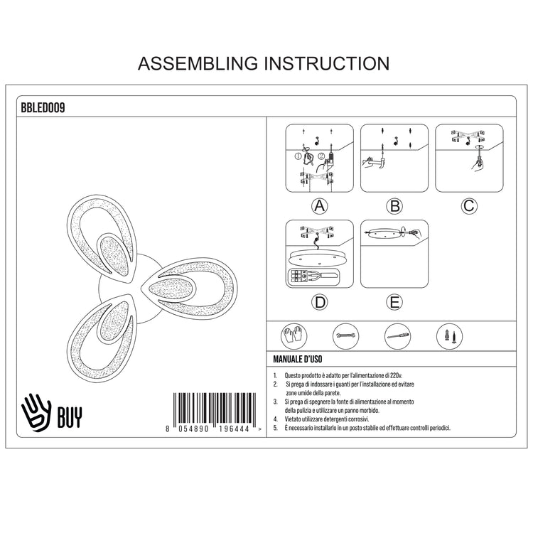 BUYBUY Lampadario LED 49W, Telecomando 2.4G, Luce Regolabile 4700lm BBLED009