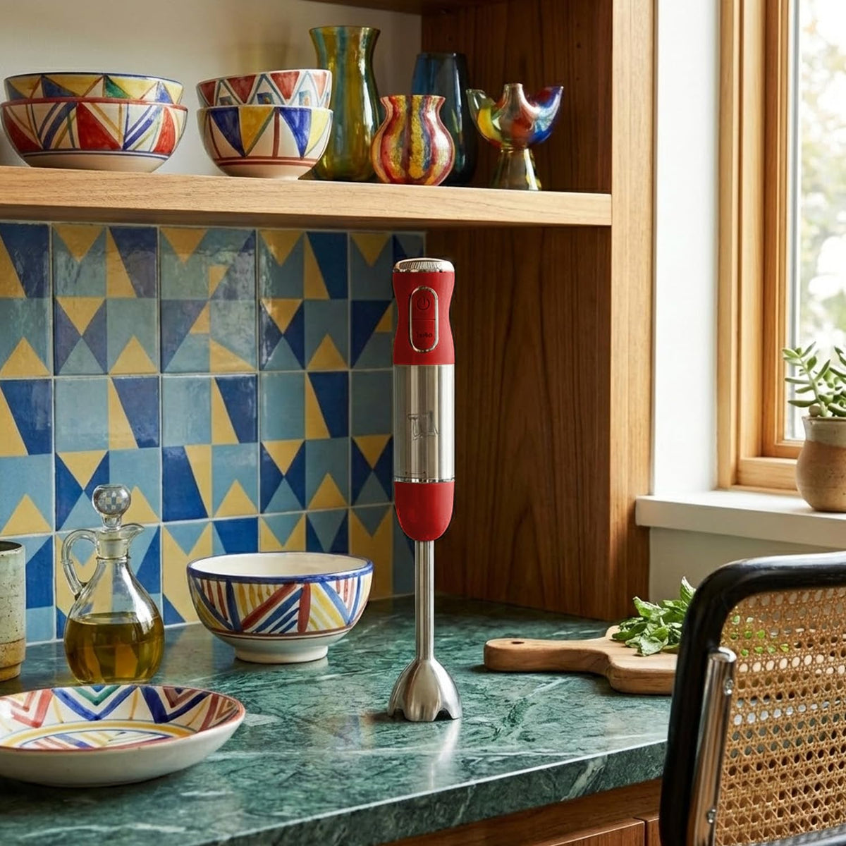 Mixer ad immersione First class Rosso Stile Vintage con Corpo in Acciaio