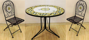 BUYBUY Kit 4 Sedie e Tavolo Rotondo in Ferro Battuto Mosaiko MOKIT022
