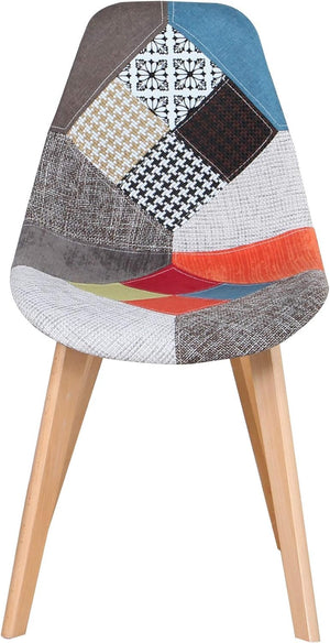 BUYBUY Sedia serie Picasso  in PP con seduta in spugna ricoperta con stoffa in stile patchwork, piedi in legno di faggio Patchwork PIC004