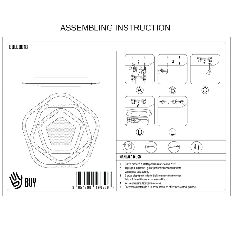 BUYBUY Lampadario LED 77W, Telecomando 2.4G, Luce Regolabile 5900lm BBLED018