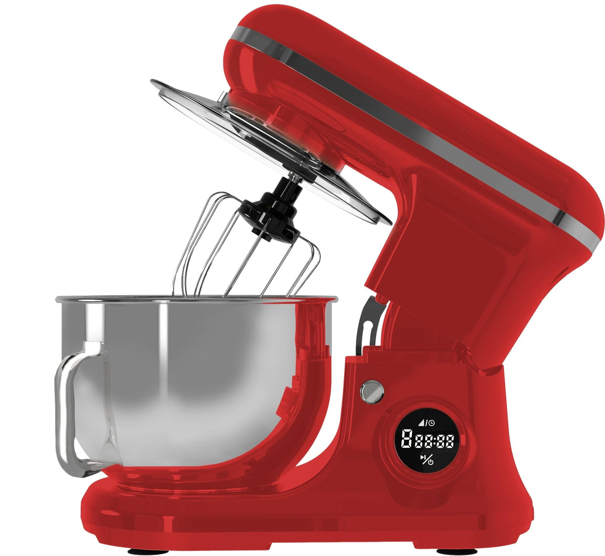 PYRAMIDEA Impastatrice con Display Digitale  8 velocità Testa Sollevabile 1200W con Funzione Pulse Capienza 5,2L Colore Rosso IP5200R