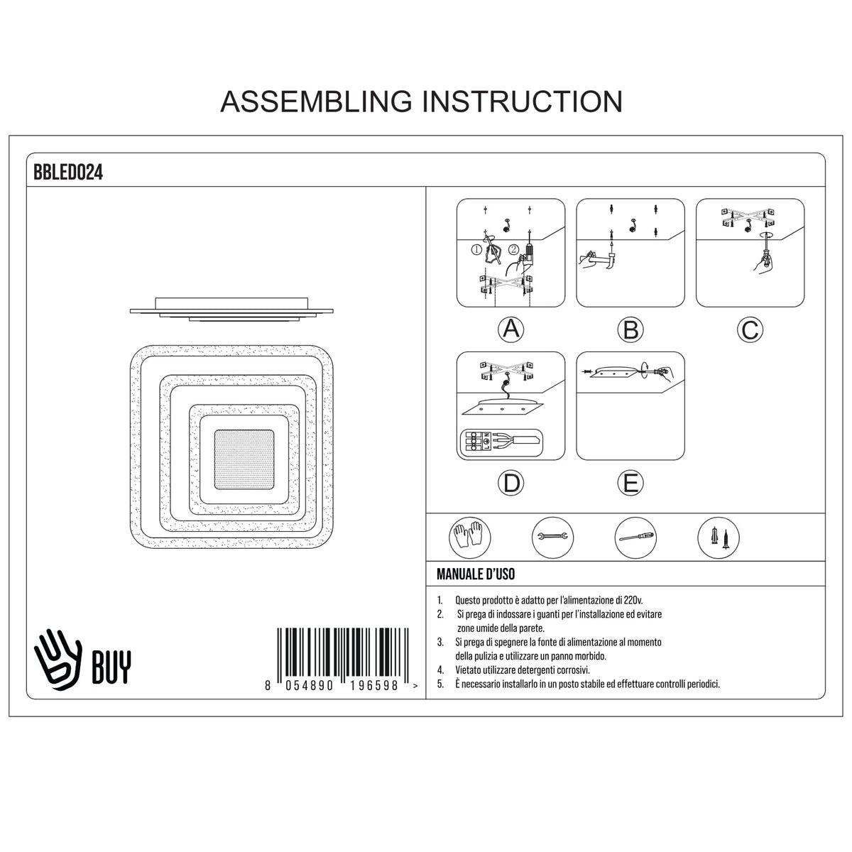 BUYBUY Lampadario LED 81W, Telecomando 2.4G, Luce Regolabile 6700lm BBLED024