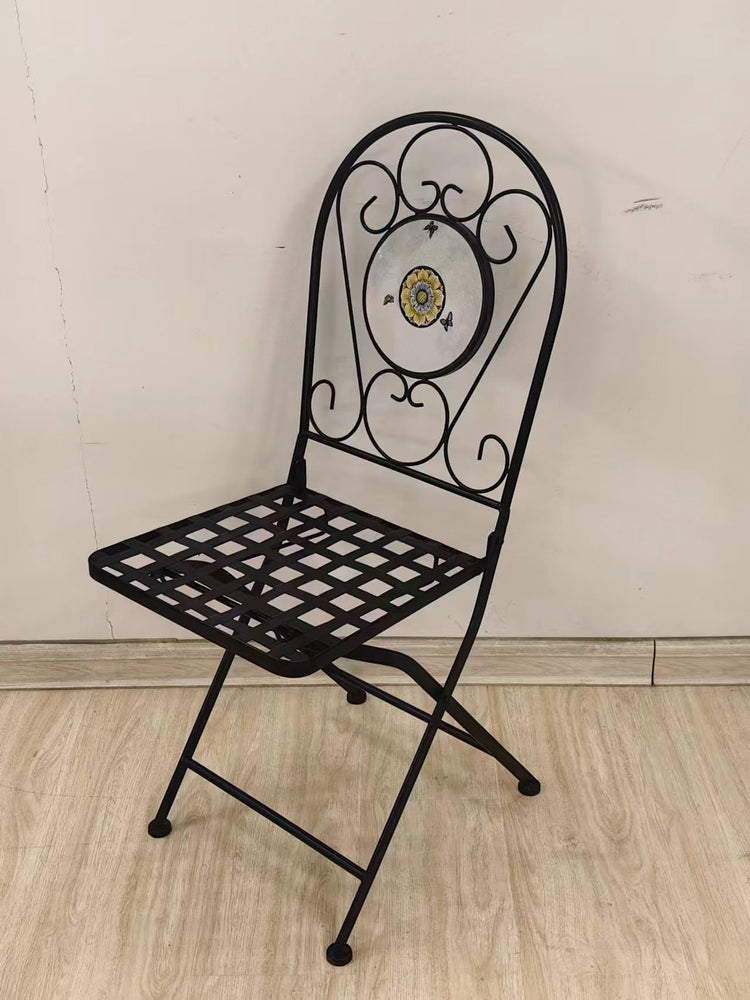 BUYBUY Kit 4 Sedie e Tavolo Rotondo in Ferro Battuto Mosaiko MOKIT022