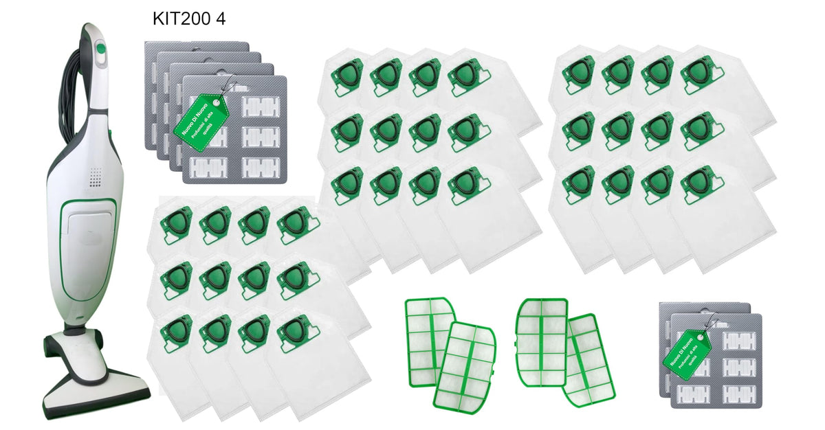 Kit 36 Sacchetti compatibili per Folletto VK200 MCS002B , 36 Profumi MCS009A, 4 filtri MCS0011A