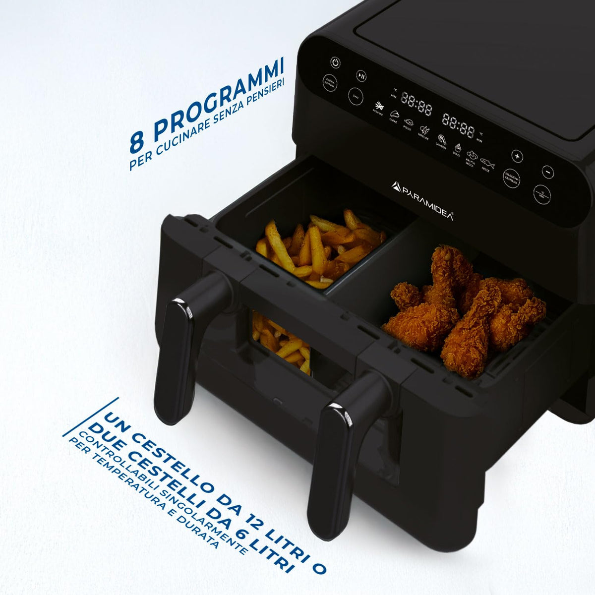 PYRAMIDEA Friggitrice ad Aria 12 Litri Digitale Colore Nero AF1220B
