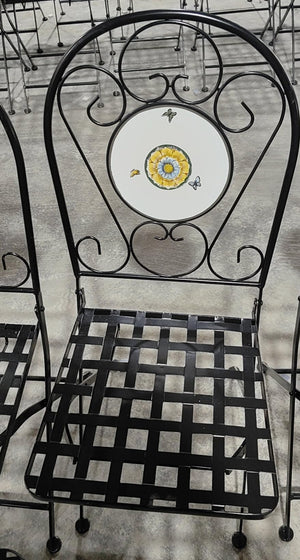 BUYBUY Kit 4 Sedie e Tavolo Rotondo in Ferro Battuto Mosaiko MOKIT022