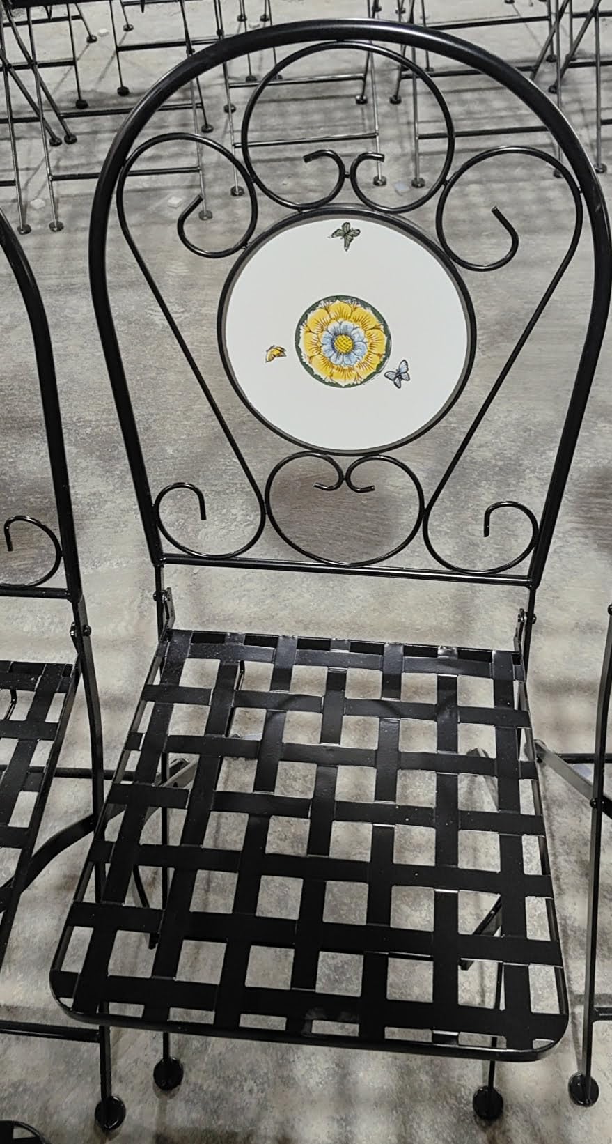 BUYBUY Kit 4 Sedie e Tavolo Rotondo in Ferro Battuto Mosaiko MOKIT022