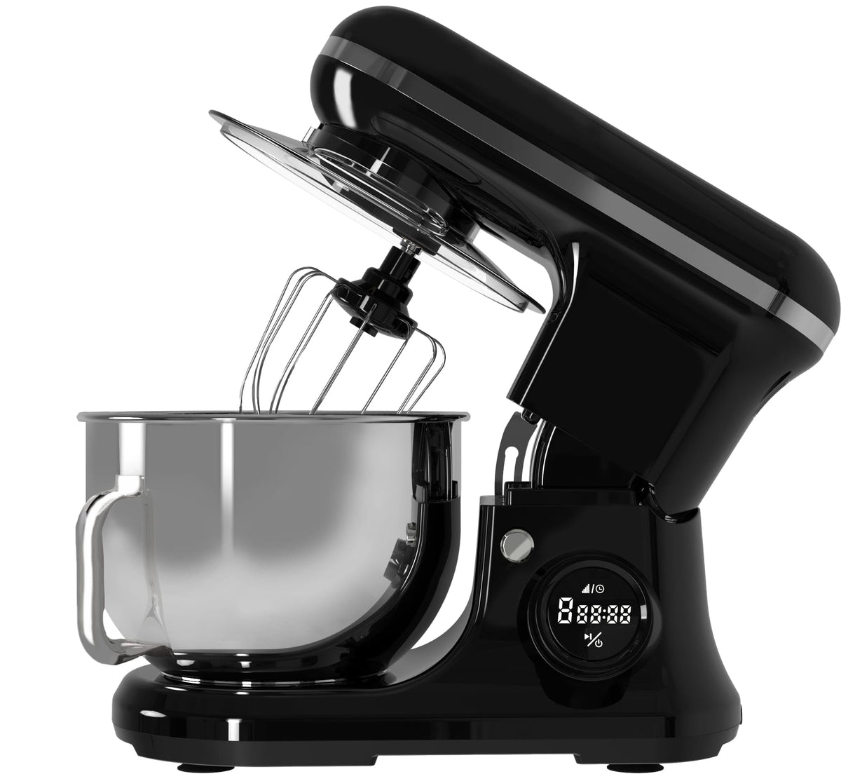 PYRAMIDEA Impastatrice con Display Digitale  8 velocità Testa Sollevabile 1200W con Funzione Pulse Capienza 5,2L Colore Nero IP5200B