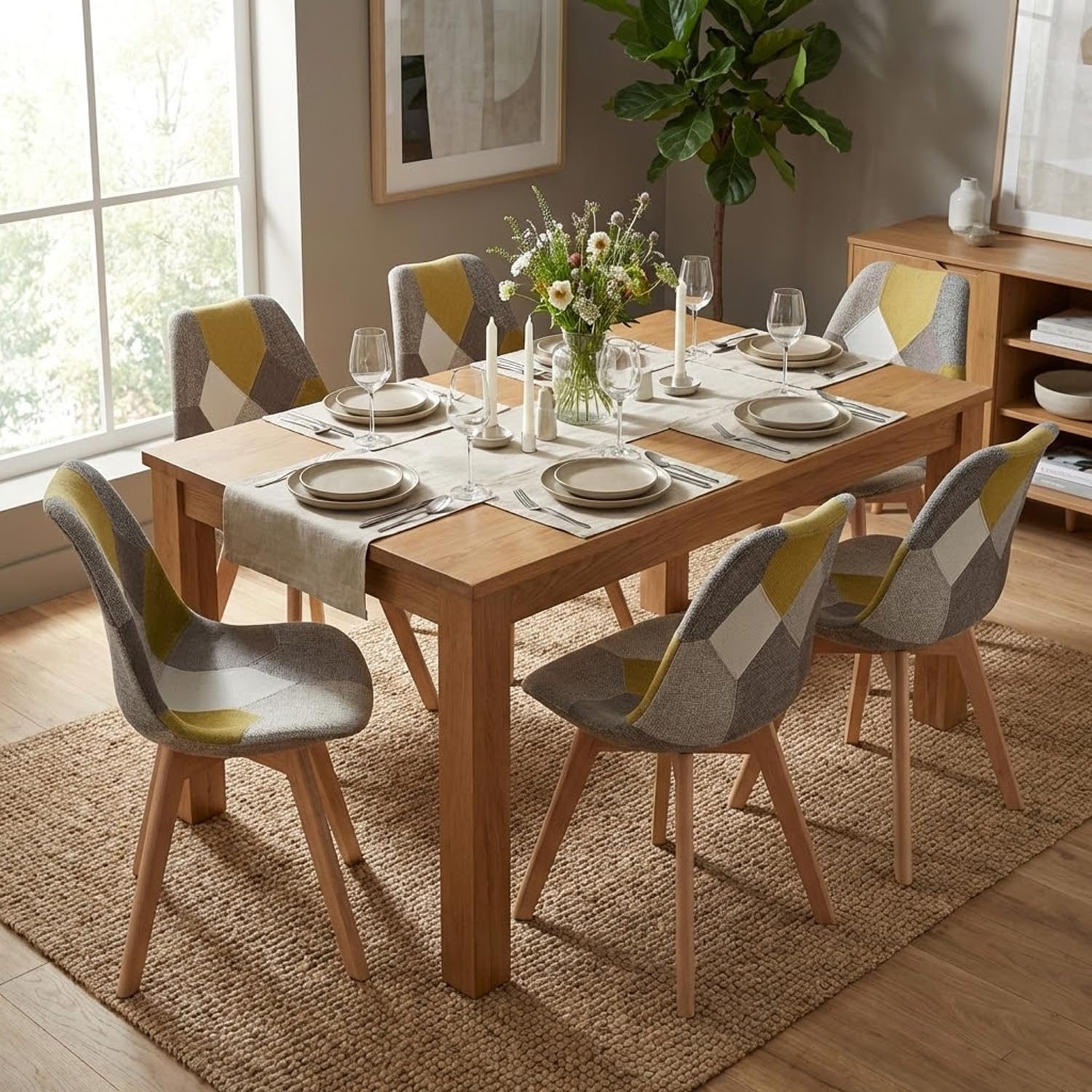 BUYBUY Sedia serie Picasso in PP con seduta in spugna ricoperta con stoffa in stile patchwork, piedi in legno di faggio e metallo Patchwork PIC024