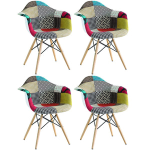 BUYBUY Poltroncina serie Picasso in PP con seduta in spugna ricoperta con stoffa in stile patchwork, piedi in legno di faggio e metallo Patchwork PIC007